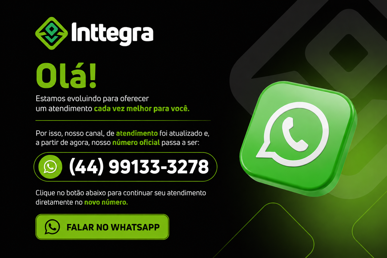 Atendimento Inttegra - Falar no WhatsApp